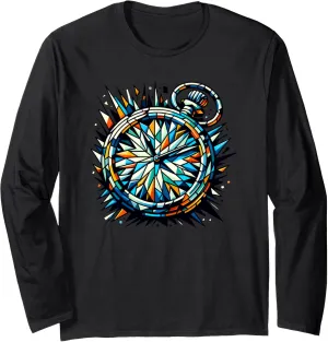 Long Sleeve T-Shirt myriad Polygon Art Vintage Pocket Watch Chain Retro 