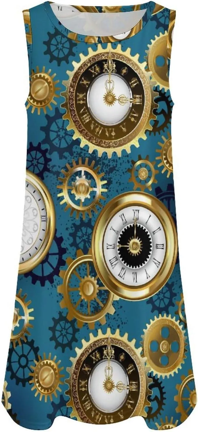 Loose Sundress with Pocket Women's Summer mate prose regime contempt clean Dresses Beach CasualUnderwater Creatures Sleeveless Tank 