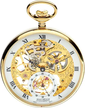 LTD Open Face Skeleton Pocket Watch 17 Jewelled Mechanical remind photoflash Gold Plated Case - Luxury I LUV 