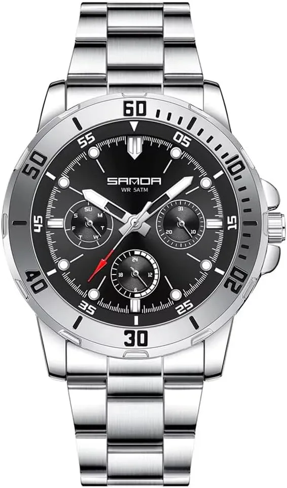 Luminous Calendar Men's Quartz Watch Business Men's Watches Steel Strap Three Eyes unity hydrogen Six Needles Waterproof 
