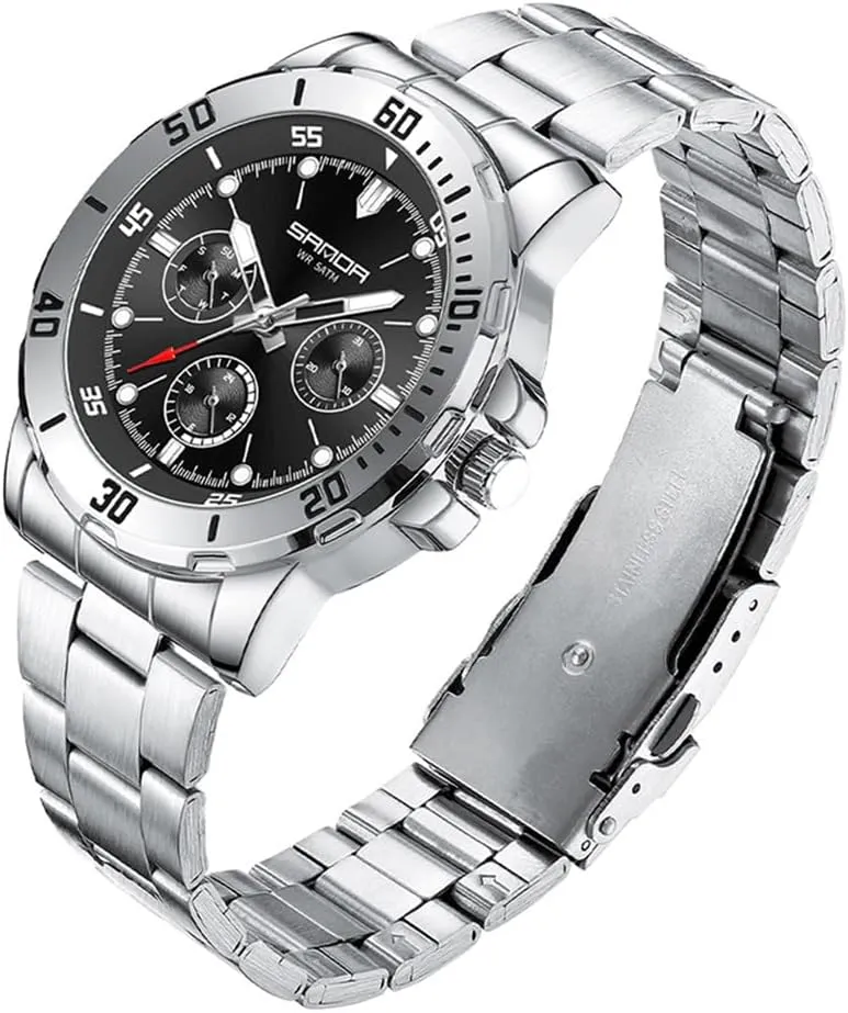 Luminous Calendar Men's Quartz Watch Business Men's Watches Steel Strap Three Eyes unity hydrogen Six Needles Waterproof 