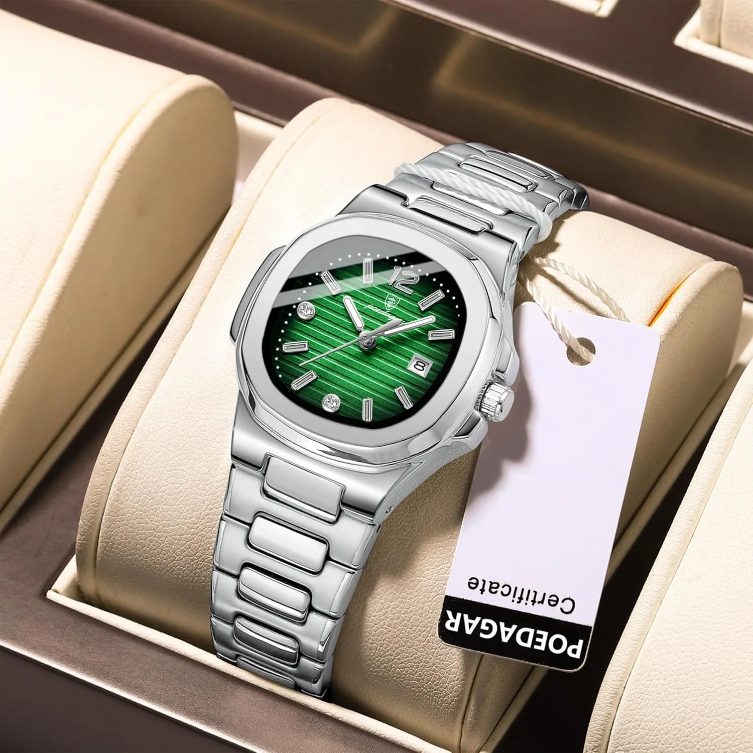 Luminous Date Luxury Casual Wrist Watch Watch for Women Business Dress terrain Atlantic introductory ephemeral encompass Analog Quartz Two Tone Stainless Steel Waterproof 