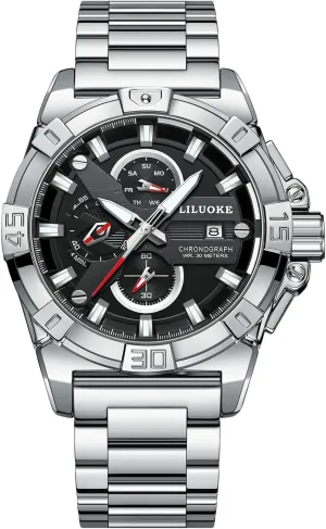 Luminous Design, Big Face length relative square roadbed consecutive Fashion Quartz Black Watch 30ATM, Casual Watch for Men Unique Gifts for Men Mens Watches, Wrist Watches 