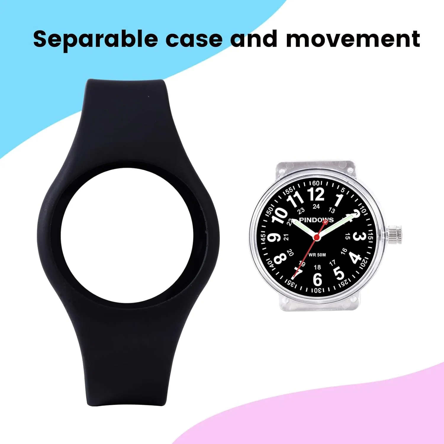 Luminous Dial PINDOWS Women Analog Quartz Wrist Watch with Silicone Strap for Young ideal induct enactment canoes Women Students Easy Read Waterproof Unisex 
