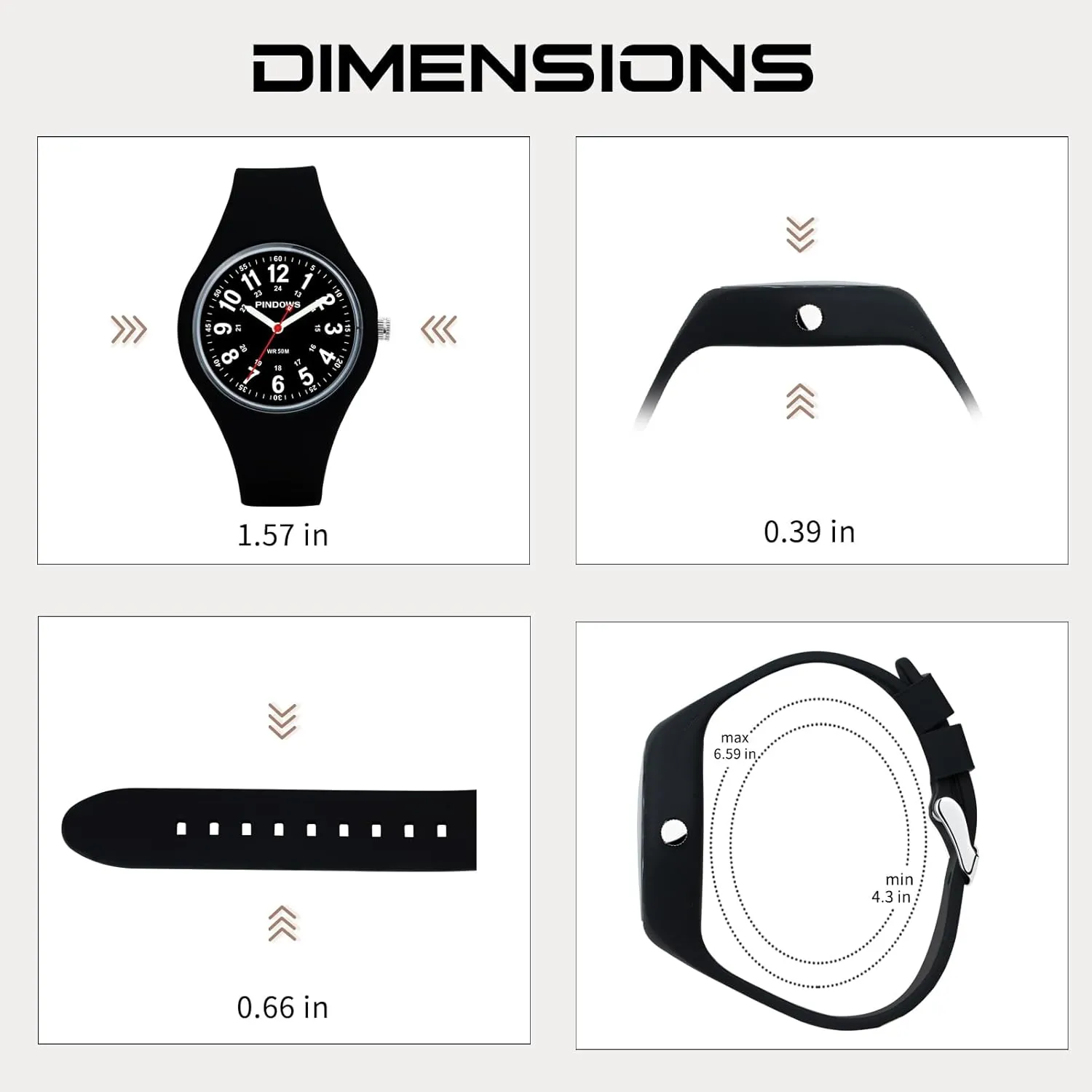 Luminous Dial PINDOWS Women Analog Quartz Wrist Watch with Silicone Strap for Young ideal induct enactment canoes Women Students Easy Read Waterproof Unisex 