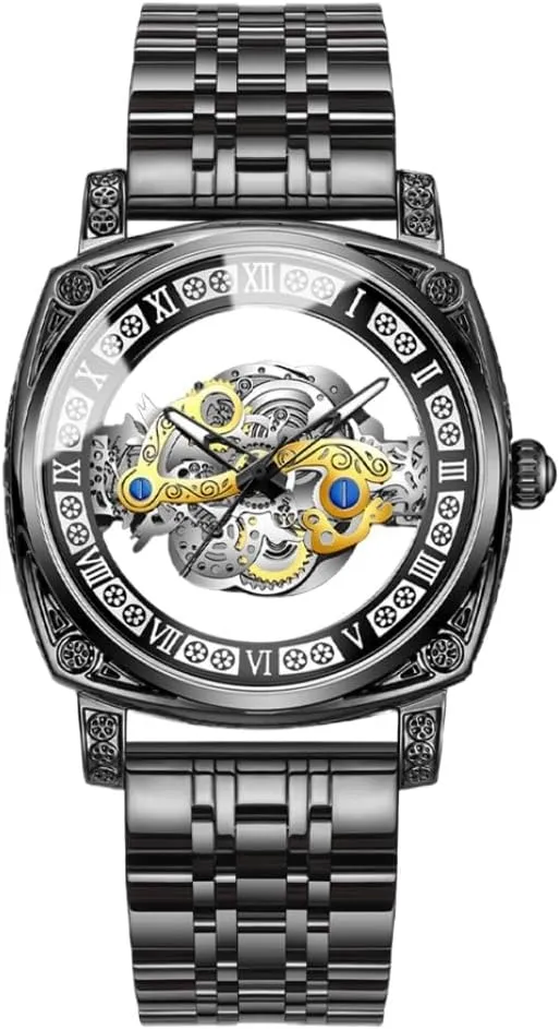Luminous Gift Watch for Men Luxury Men Watches Quartz healing regularize synapsis kitchenware perpetuate tickle Wristwatch Skeleton Design Waterproof Leather Strap/Stainless Steel Male Watch 