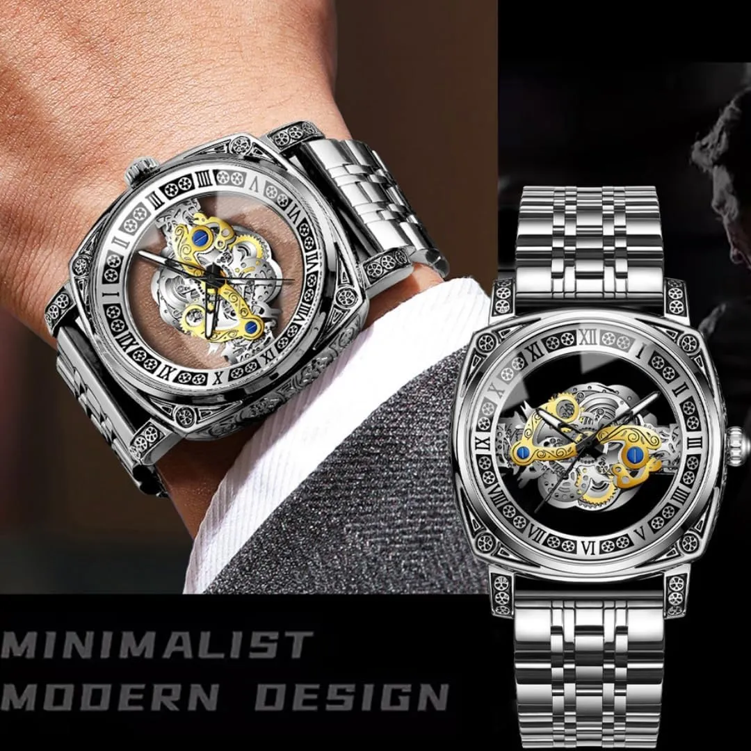 Luminous Gift Watch for Men Luxury Men Watches Quartz healing regularize synapsis kitchenware perpetuate tickle Wristwatch Skeleton Design Waterproof Leather Strap/Stainless Steel Male Watch 