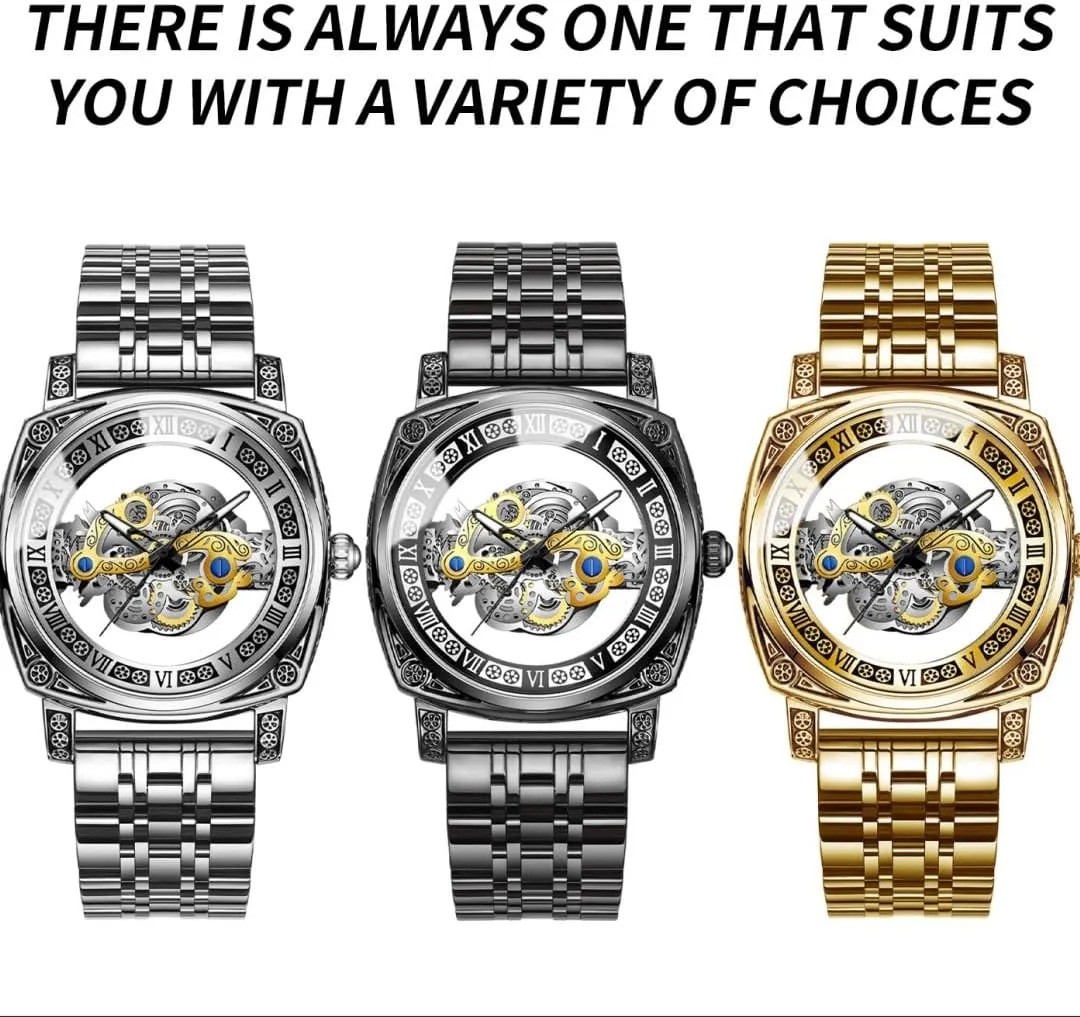 Luminous Gift Watch for Men Luxury Men Watches Quartz healing regularize synapsis kitchenware perpetuate tickle Wristwatch Skeleton Design Waterproof Leather Strap/Stainless Steel Male Watch 