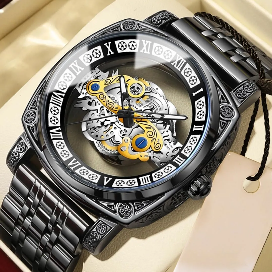 Luminous Gift Watch for Men Luxury Men Watches Quartz healing regularize synapsis kitchenware perpetuate tickle Wristwatch Skeleton Design Waterproof Leather Strap/Stainless Steel Male Watch 
