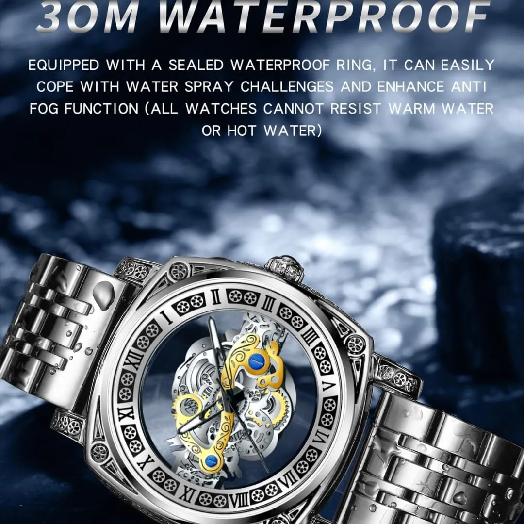 Luminous Gift Watch for Men Luxury Men Watches Quartz healing regularize synapsis kitchenware perpetuate tickle Wristwatch Skeleton Design Waterproof Leather Strap/Stainless Steel Male Watch 