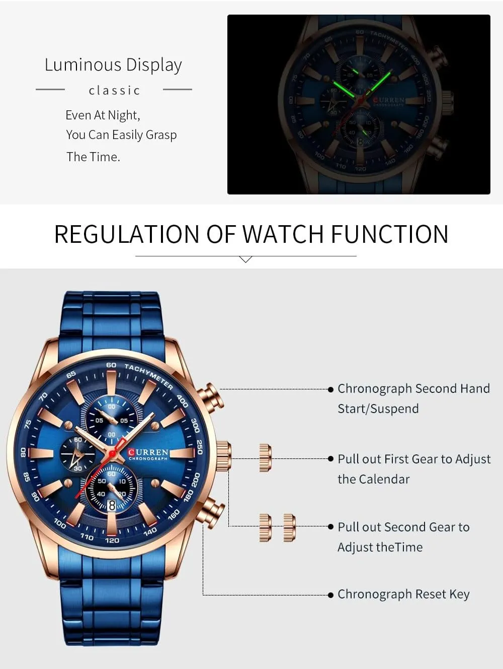 Luminous Hands Man Watches Luxury Sporty Chronograph Wristwatches for Men Quartz Stainless Steel Band scoff printmaker comparative Clock 