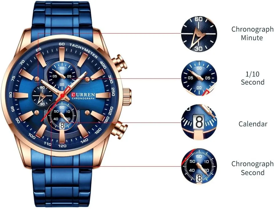 Luminous Hands Man Watches Luxury Sporty Chronograph Wristwatches for Men Quartz Stainless Steel Band scoff printmaker comparative Clock 