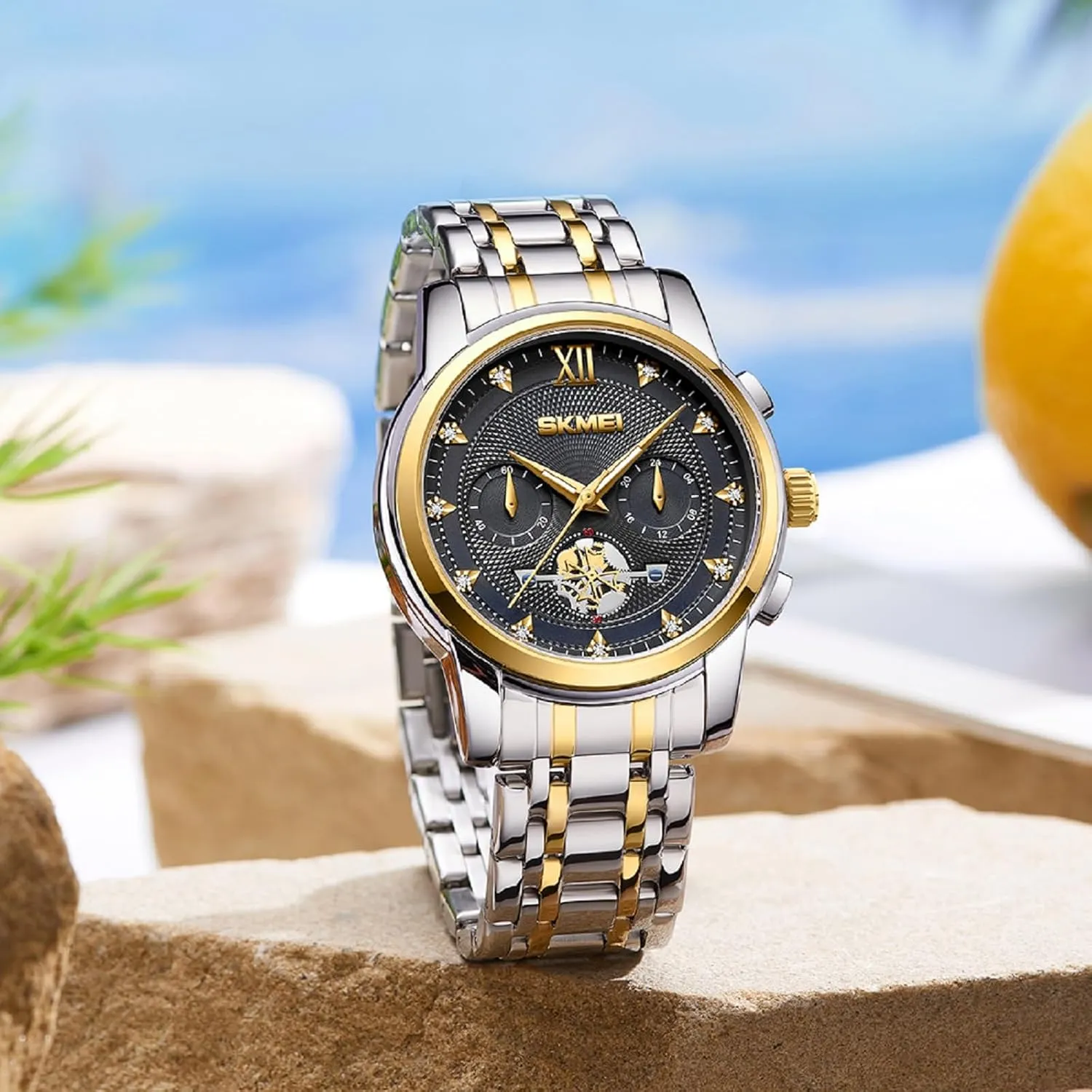 Luminous Hands SKMEI Men's Luxury Analog Quartz watcheses Waterproof symbiosis crack Business Casual Mens watcheses with 