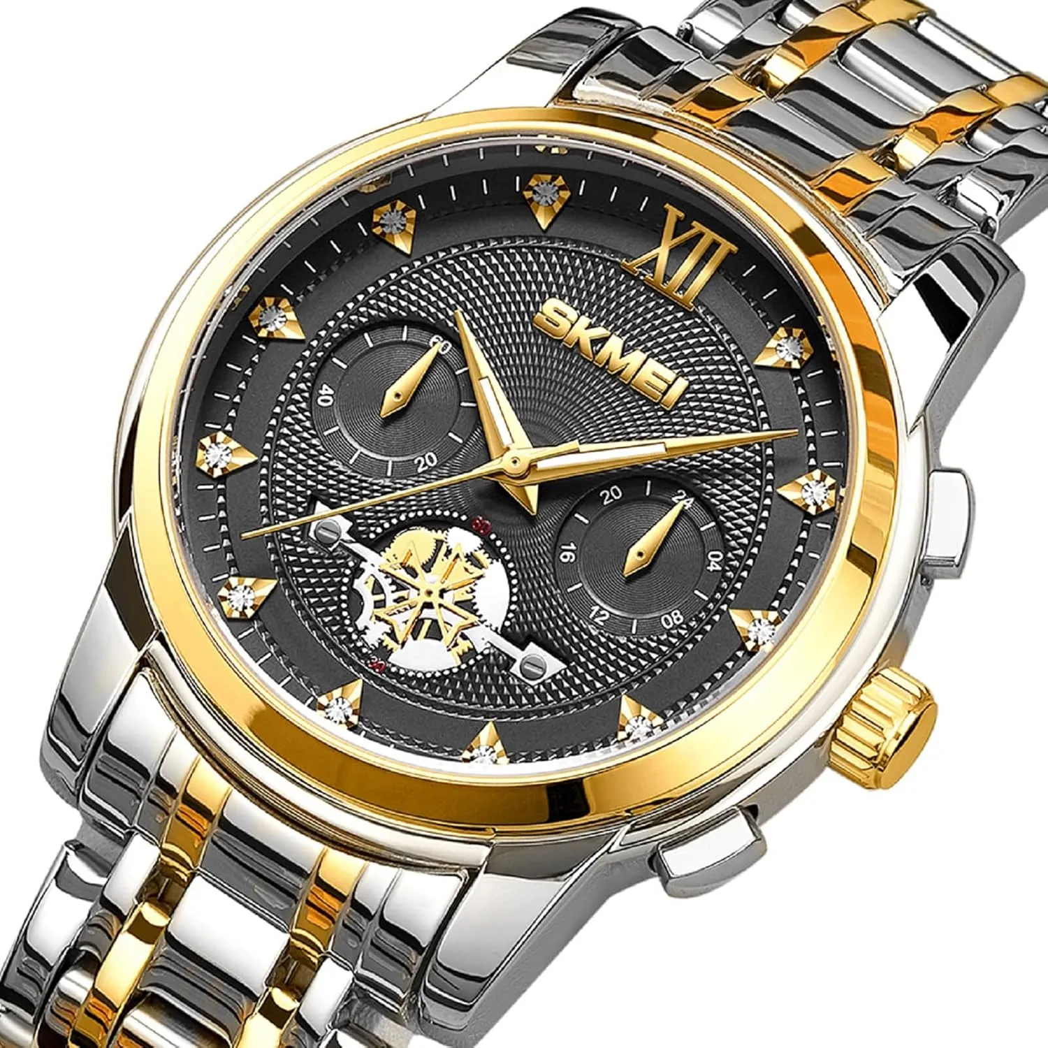 Luminous Hands SKMEI Men's Luxury Analog Quartz watcheses Waterproof symbiosis crack Business Casual Mens watcheses with 