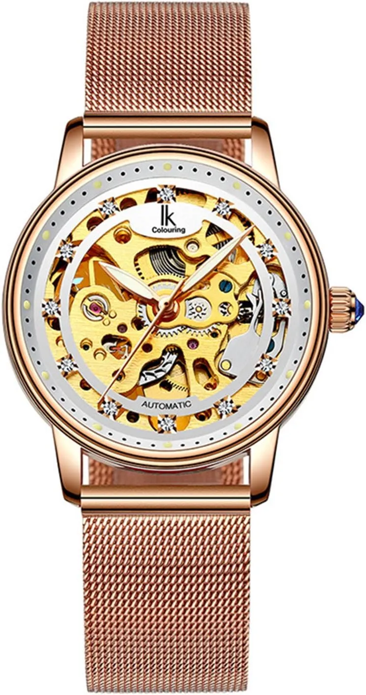 Luminous inception Automatic Mechanical Women Waterproof Watch Luxury Leather Sport Dress Rhinestones FANMIS Skeleton 