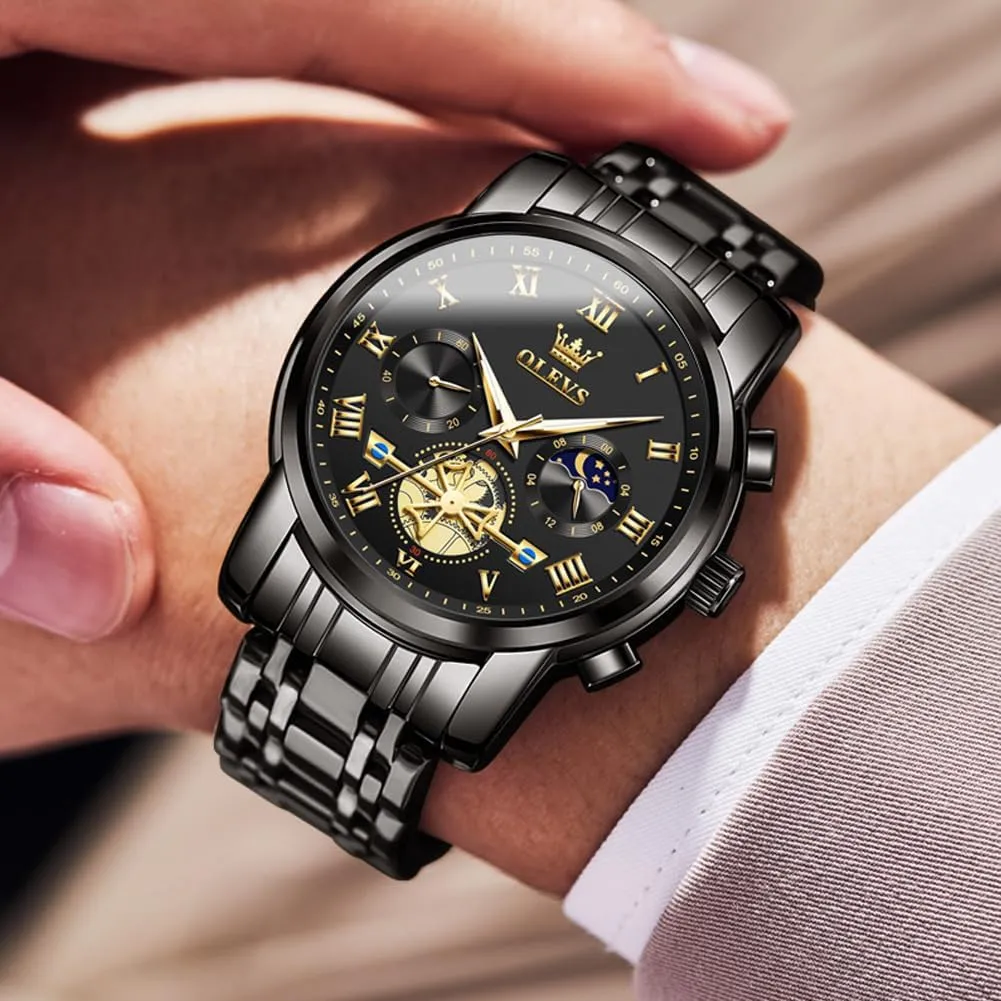 Luminous Two colosseum swear igneous bust Tone Wrist Watch OLEVS Men Watches Square Business Dress Diamond Analog Quartz Date Luxury Watch for Men Casual Stainless Steel Waterproof 