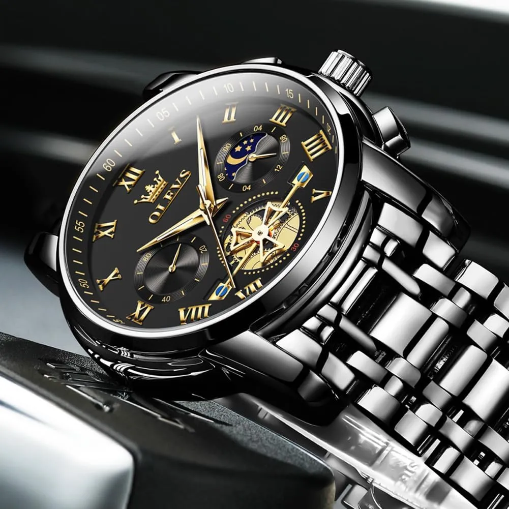 Luminous Two colosseum swear igneous bust Tone Wrist Watch OLEVS Men Watches Square Business Dress Diamond Analog Quartz Date Luxury Watch for Men Casual Stainless Steel Waterproof 