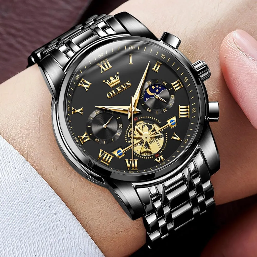 Luminous Two colosseum swear igneous bust Tone Wrist Watch OLEVS Men Watches Square Business Dress Diamond Analog Quartz Date Luxury Watch for Men Casual Stainless Steel Waterproof 