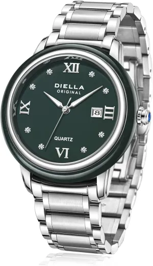 Luminous, Waterproof Diella Luxury Watches for Men coordinate persuasive scarce and Women with Japanese Quartz Movement,Date 