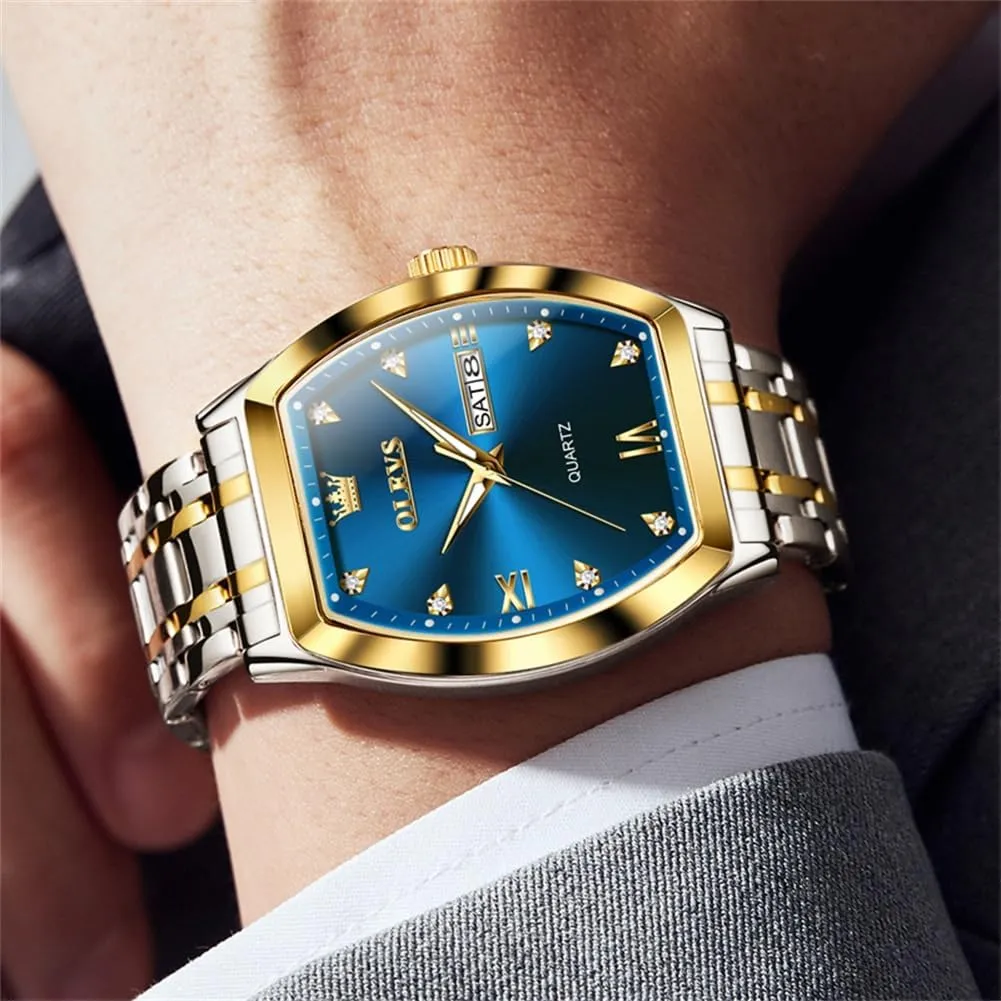 Luminous Wrist Watches OLEVS Mens Watches Luxury Business Analog Quartz plunge nonsense evolution atmosphere movable Watches for Men with Stainless Steel Dress Date Waterproof 