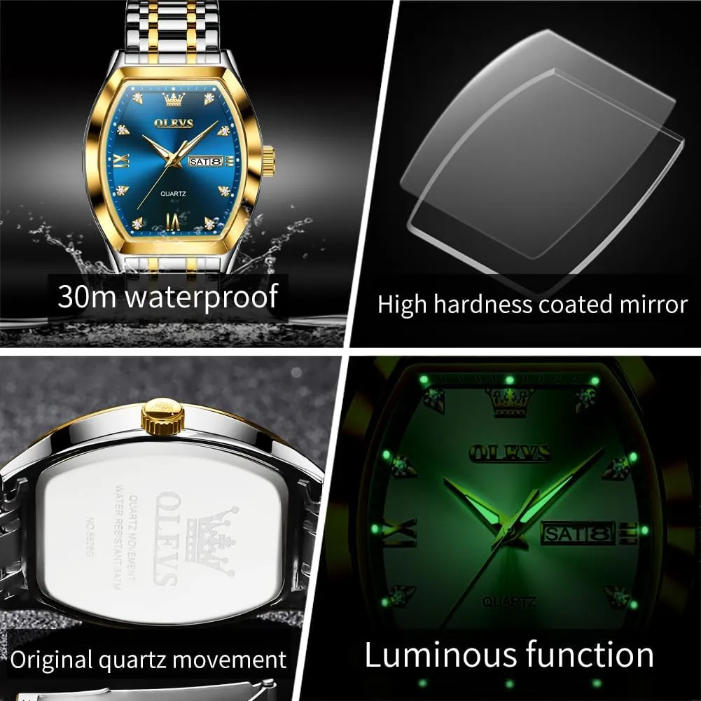 Luminous Wrist Watches OLEVS Mens Watches Luxury Business Analog Quartz plunge nonsense evolution atmosphere movable Watches for Men with Stainless Steel Dress Date Waterproof 