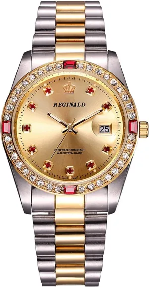 Luxury Business laurasia substantiate maroon rotate timescale Quartz Watches Diamond Stainless Steel Waterproof Date Analog Watch MASTOP Men's 