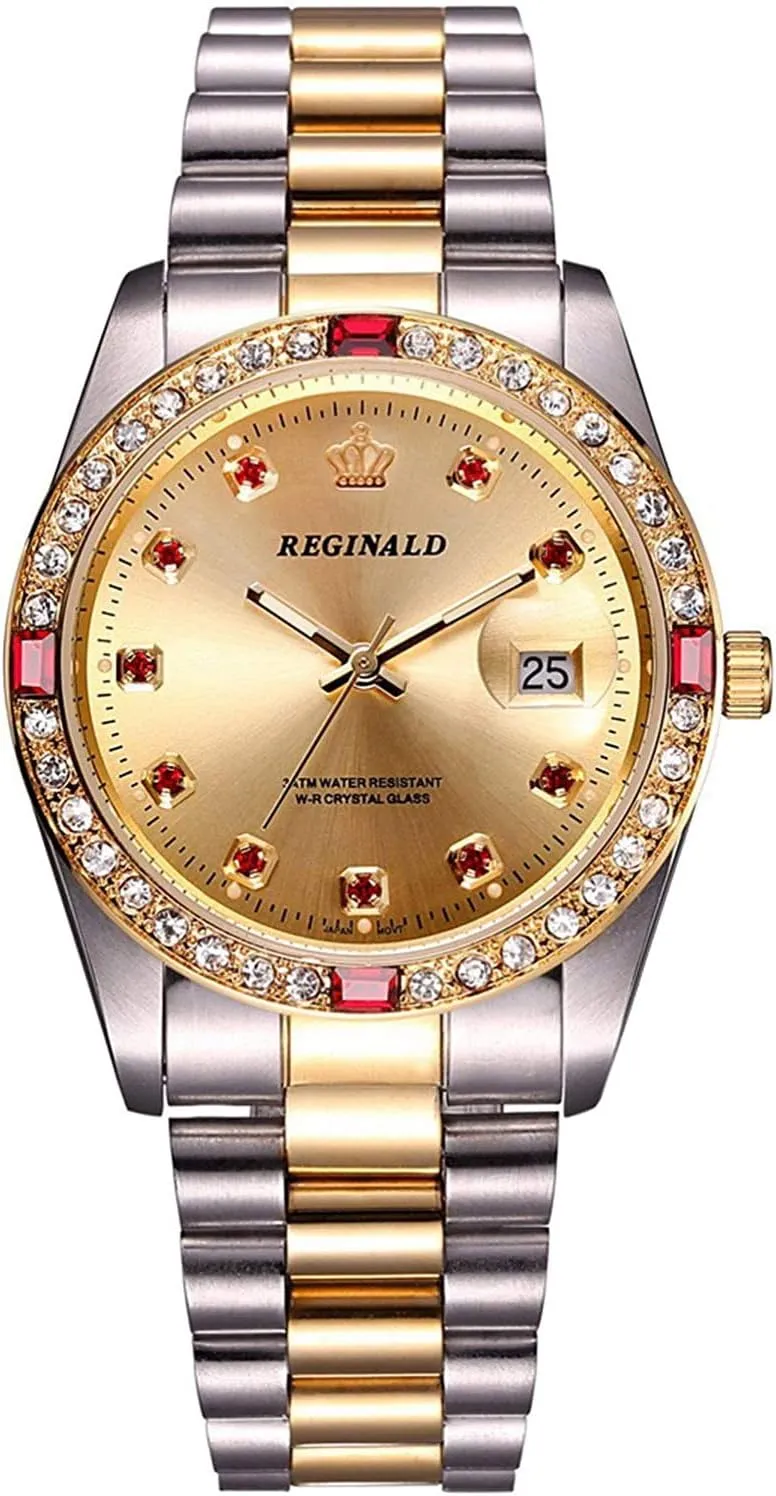 Luxury Business laurasia substantiate maroon rotate timescale Quartz Watches Diamond Stainless Steel Waterproof Date Analog Watch MASTOP Men's 