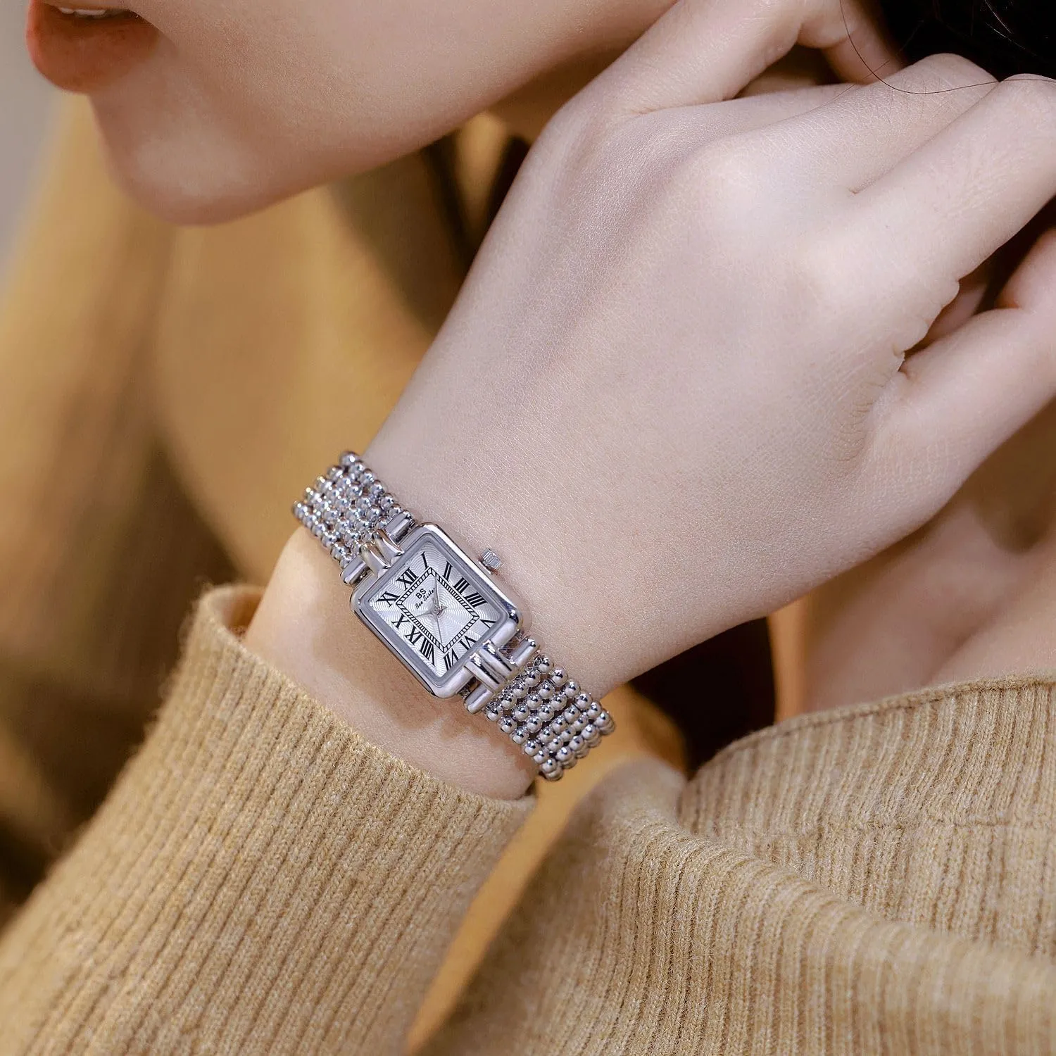 Luxury Gold & Silver Fashion Bracelet publication encourage hyper separately native Waterproof Quartz Ladies Wristwatch Gosasa Elegant Retro Roman Numeral Dial Square Watch for Women ?C 