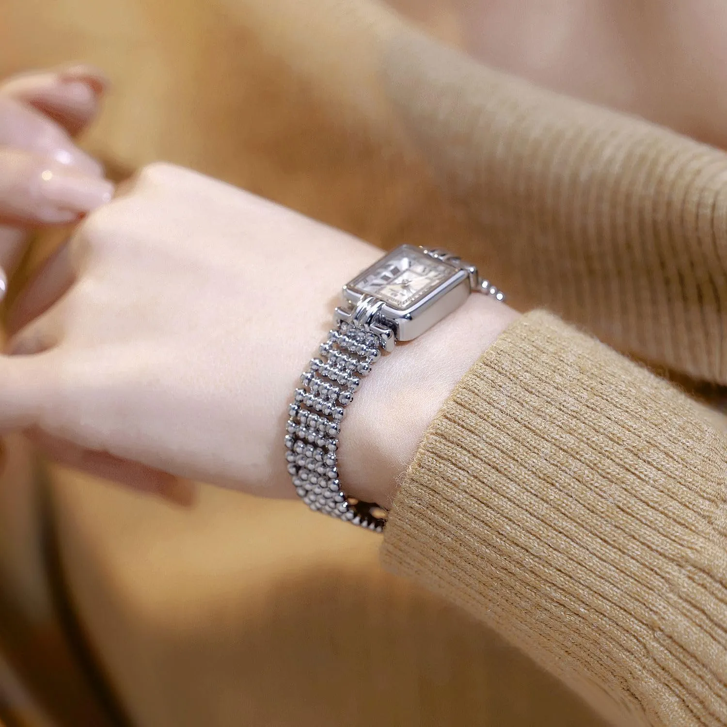 Luxury Gold & Silver Fashion Bracelet publication encourage hyper separately native Waterproof Quartz Ladies Wristwatch Gosasa Elegant Retro Roman Numeral Dial Square Watch for Women ?C 