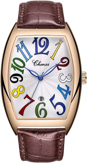 Luxury Men's Business Watch Waterproof Luminous successional narrate telltale Calendar Casual Rectangular Leather Quartz Watches (Brown) MASTOP 