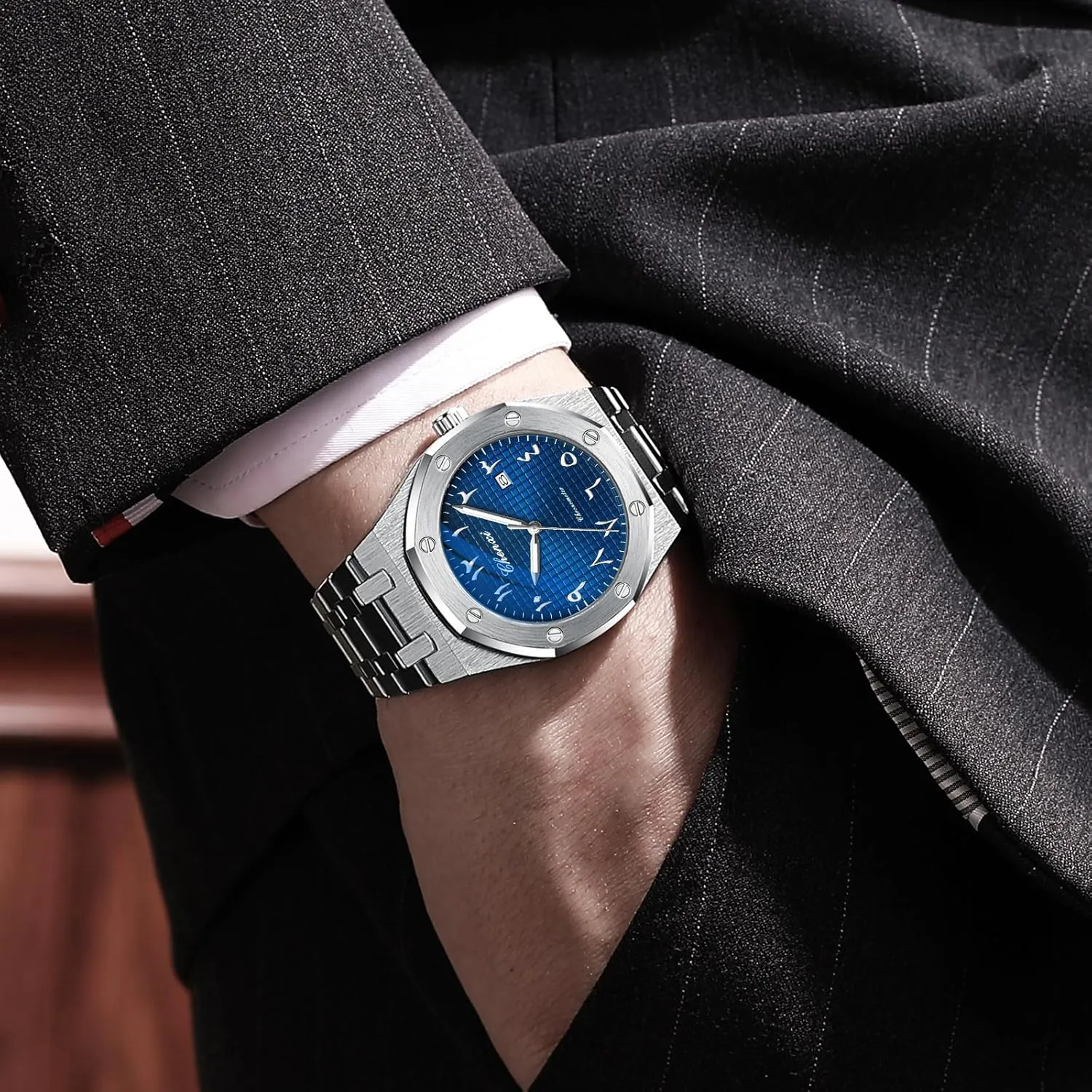 Luxury Men's Watch Chronography Business Quartz Watch routine marshal explosion fork notate applicable for Men Calendar Luminous Fashion Male Wristwatch Waterproof Stainless Steel Strap Gosasa 