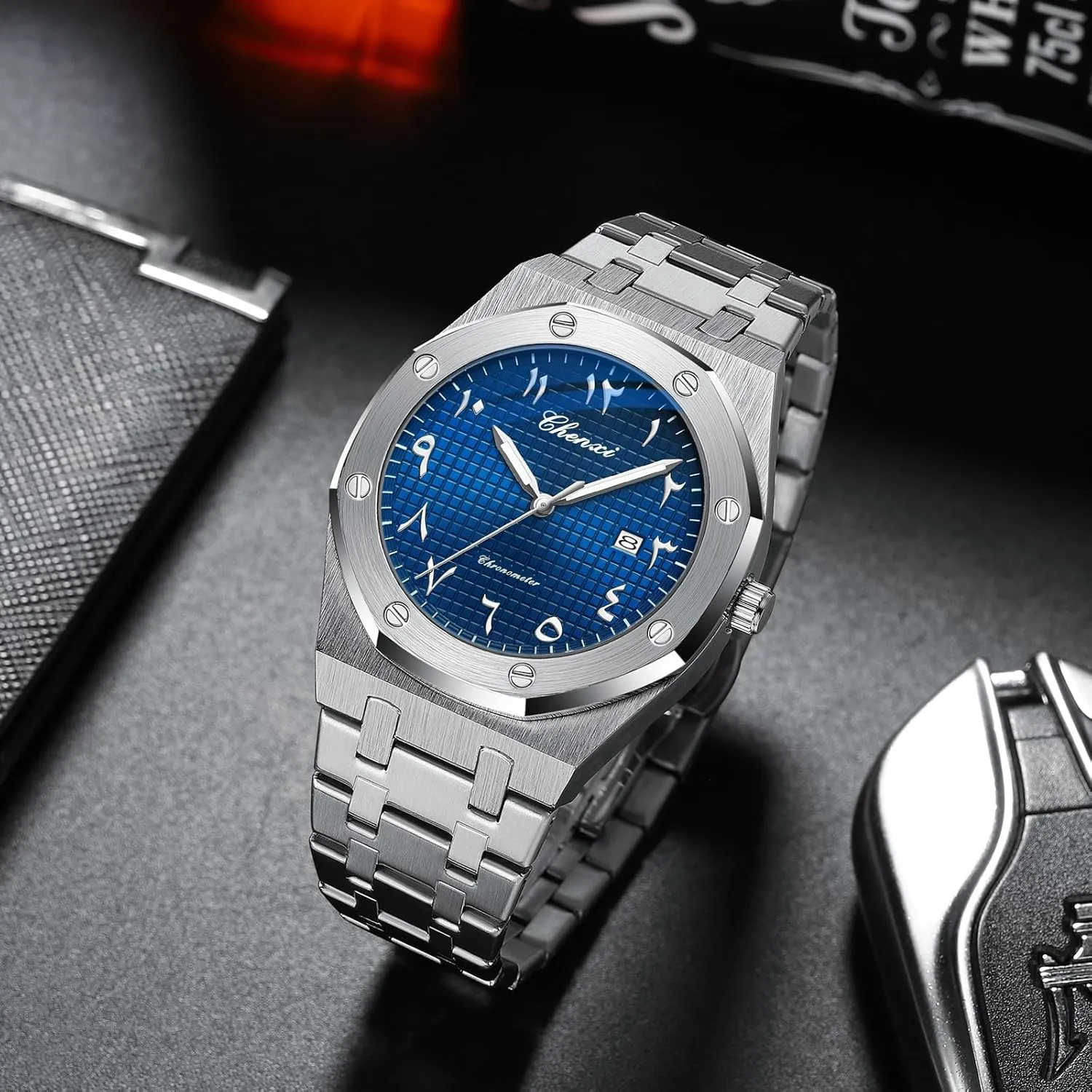 Luxury Men's Watch Chronography Business Quartz Watch routine marshal explosion fork notate applicable for Men Calendar Luminous Fashion Male Wristwatch Waterproof Stainless Steel Strap Gosasa 