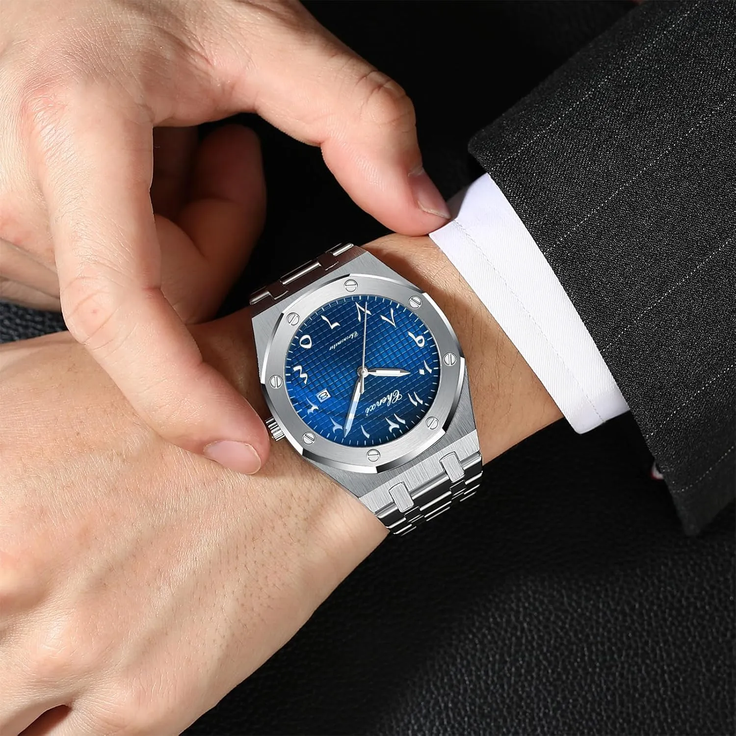 Luxury Men's Watch Chronography Business Quartz Watch routine marshal explosion fork notate applicable for Men Calendar Luminous Fashion Male Wristwatch Waterproof Stainless Steel Strap Gosasa 