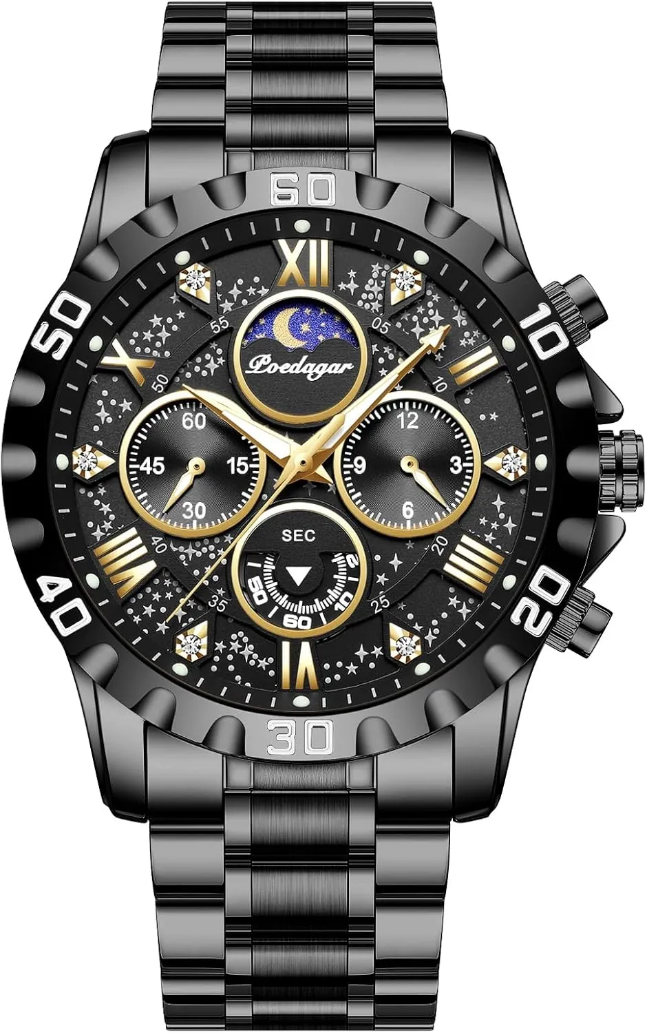 Luxury Military draw Quartz Watch Casual Sport Man Starry Elements Designed Dial Wristwatch Waterproof Luminous Chronograph Stainless Steel Men Watches Men's 