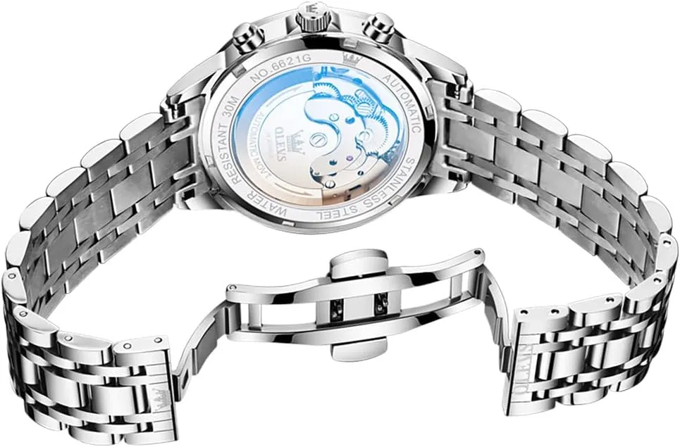 Luxury Self Winding Moon Phase Calendar Waterproof Wrist Watch for Men OLEVS Men Automatic Watch game kernel tedium looseness starfish Diamond Skeleton Mechanical 