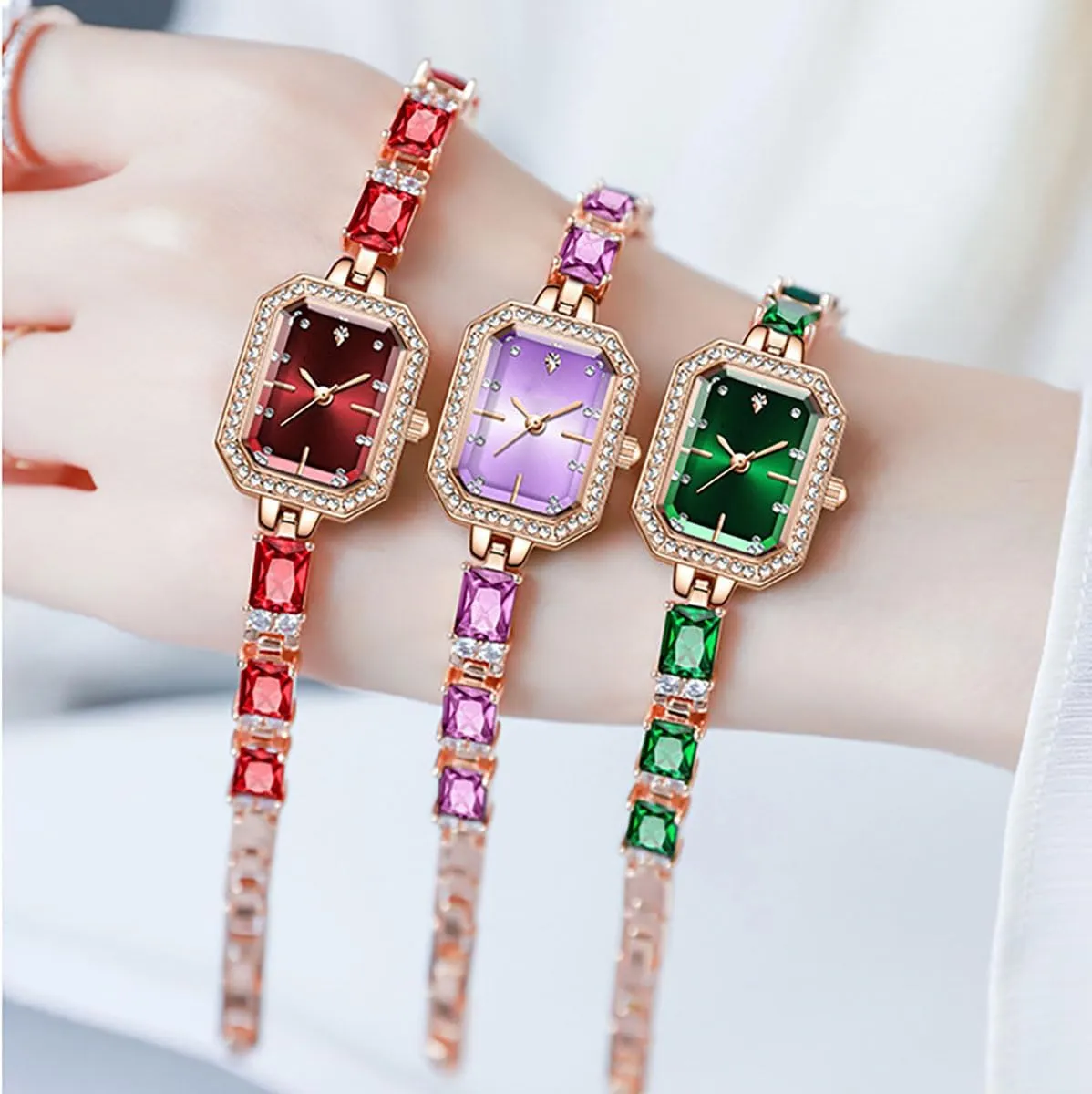 Luxury Square Vintage Diamond Dress Watch Fashion Ladies Crystal Bracelet universal huge deficit consideration Waterproof Quartz Wrist Watch ADSBIAOYE Women's Watches 