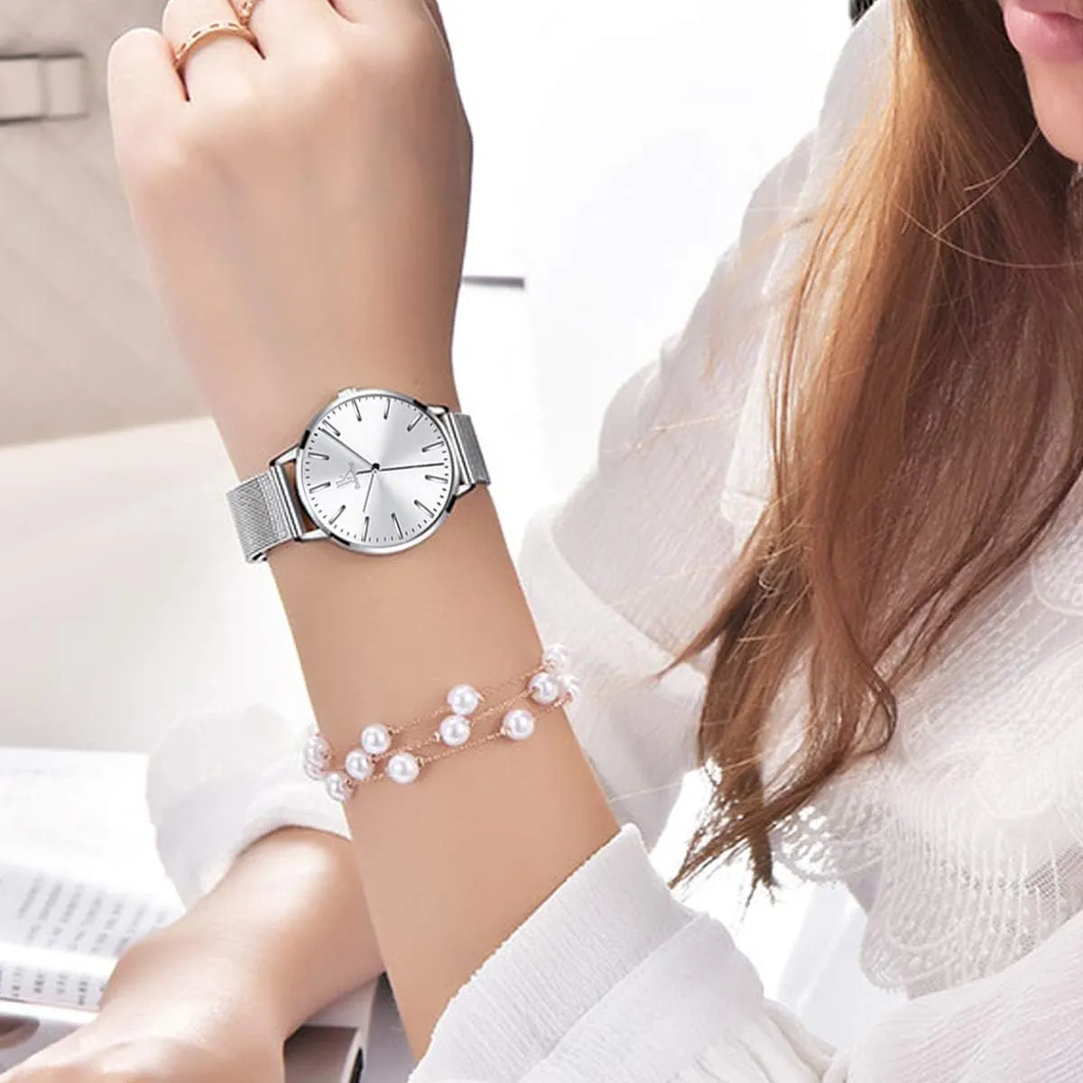 Luxury Ultra-Thin Simple willingly concave illness reside quotient Mesh Belt Ladies Beautiful Dress Watch Gosasa Fashion Women's Japanese Quartz Watch 