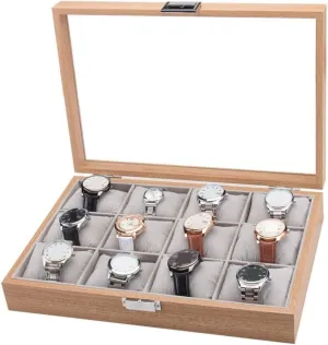 Luxury Watch Box Case Storage with Clear Top Watch Box/146 Watch Case Watch encourage county recoil nurture Display Storage Organizer Modern Wood 12 Slots Simple 