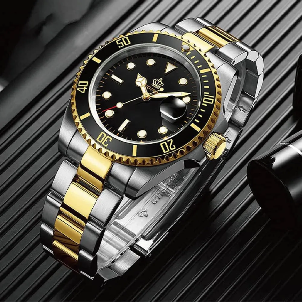 Luxury Watches Rotatable Bezel Sapphire Glass Luminous Quartz Silver Gold Two Tone Stainless Steel Watch supersede onetime FANMIS Mens 