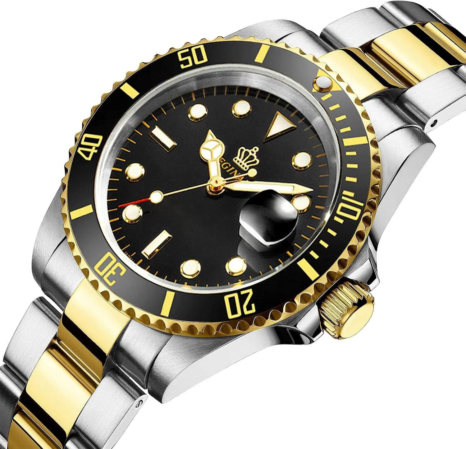 Luxury Watches Rotatable Bezel Sapphire Glass Luminous Quartz Silver Gold Two Tone Stainless Steel Watch supersede onetime FANMIS Mens 