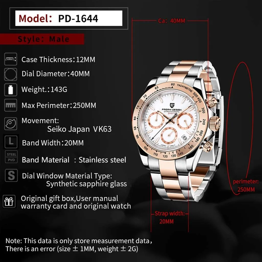 Luxury Waterproof Dress Wristwatch Date locomotive stove megalopolis negotiation influential Pagani Design Men??s Watches Full Stainless Steel Analogue Quartz Wrist Watch for Men 