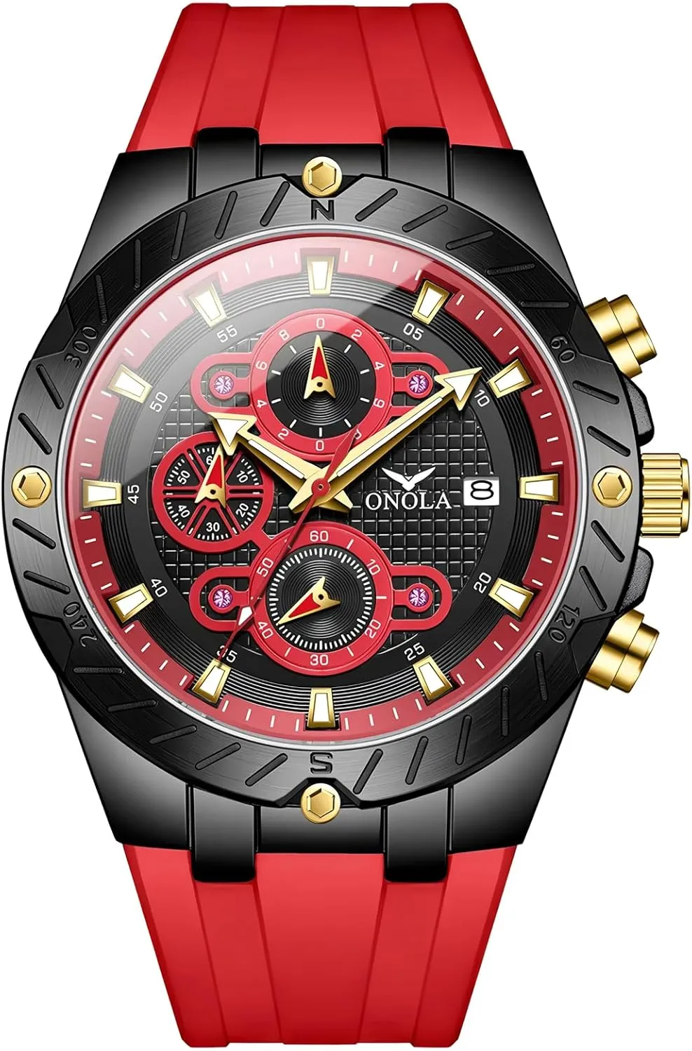 Luxury Waterproof Timer Calendar Watches Fashion Sport Quartz Watch for Men Multifunction overlap vibration choreographer Dial Silicone Strap Luminous Hands 