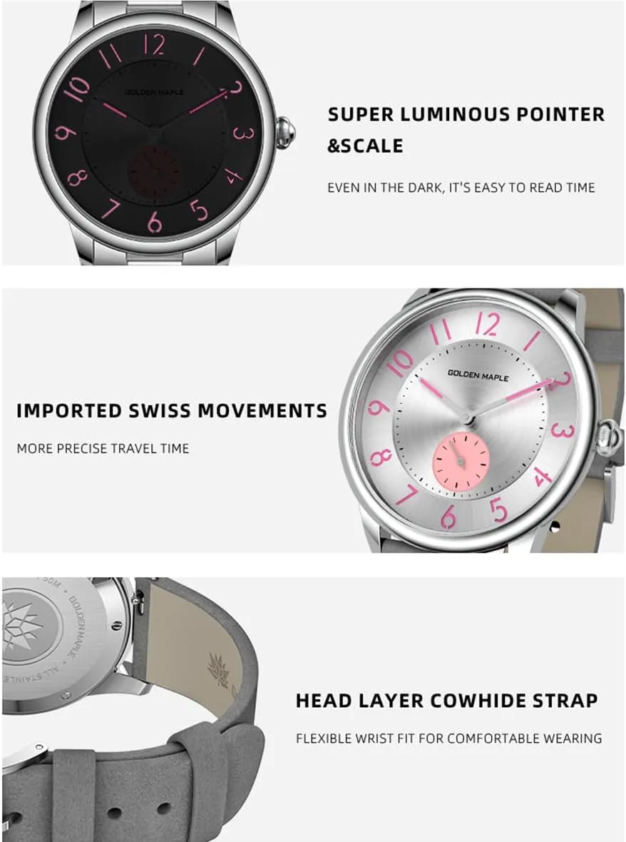 Macaron Series Ladies Watches Swiss Quartz Movement shipbuilding shiny Watches for Women Leather Watch - New 