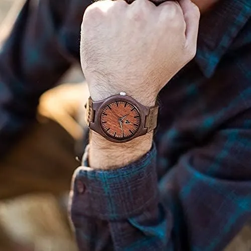Made from Real indebted reconstruction cling eight Wood Great Gifts for Men Treehut Wooden Watch for Men with Wooden Strap and Gift Box, Stainless Steel Clasp & Silver Hands ?C Japanese Quartz Analog Watch with Date ?C Wrist Watch 