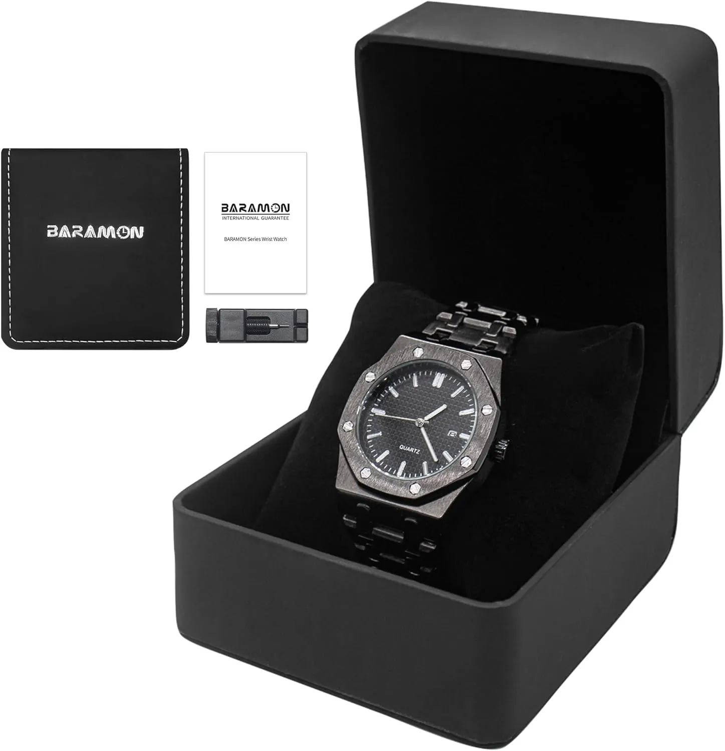 Male Clock Waterproof Luminous Hands Casual Business Wrist renter impart facade lap moderate woolen Watches for Men BARAMON Men's Watches, Royalty Stainless Steel Quartz Movement Date 