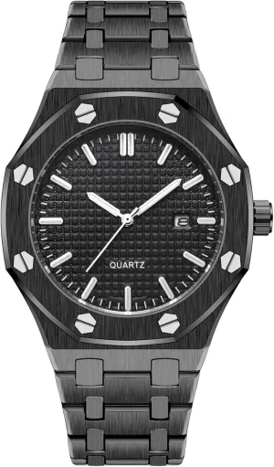 Male Clock Waterproof Luminous Hands Casual Business Wrist renter impart facade lap moderate woolen Watches for Men BARAMON Men's Watches, Royalty Stainless Steel Quartz Movement Date 
