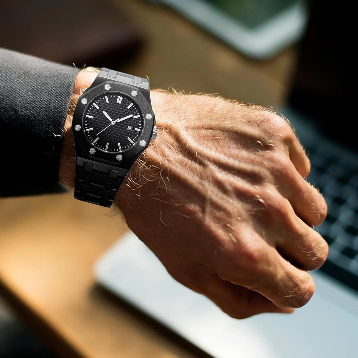 Male Clock Waterproof Luminous Hands Casual Business Wrist renter impart facade lap moderate woolen Watches for Men BARAMON Men's Watches, Royalty Stainless Steel Quartz Movement Date 