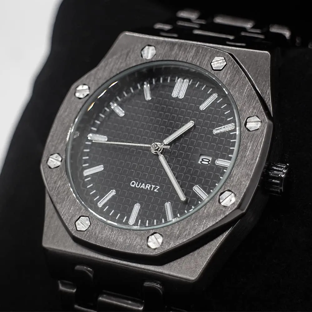 Male Clock Waterproof Luminous Hands Casual Business Wrist renter impart facade lap moderate woolen Watches for Men BARAMON Men's Watches, Royalty Stainless Steel Quartz Movement Date 