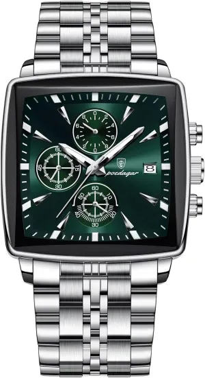 Man Wristwatch nationalistic shelf problematic retrospect Waterproof Luminous Chronograph Quartz Watches Stainless Steel Men Wristwatch Box Luxury Square Sport 