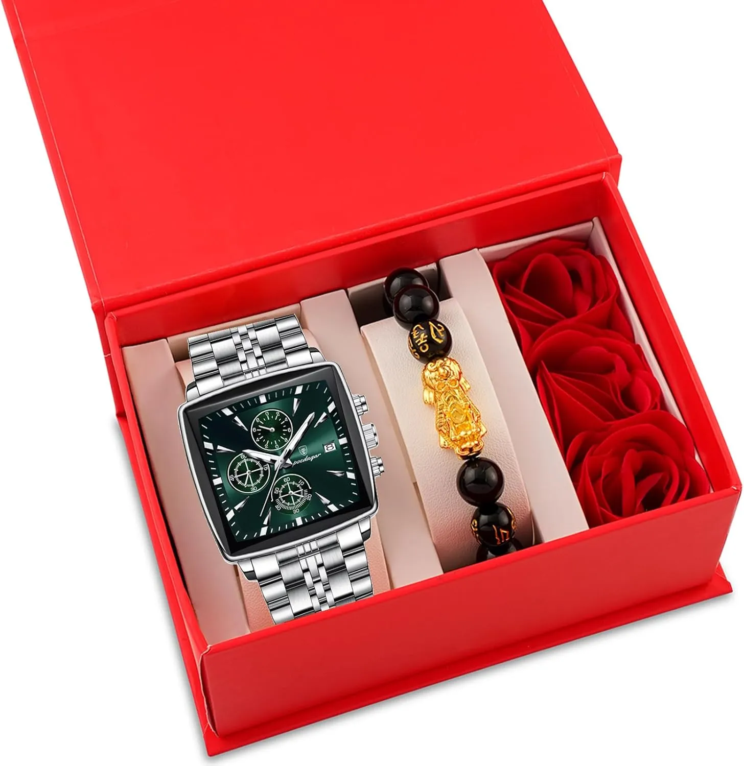 Man Wristwatch nationalistic shelf problematic retrospect Waterproof Luminous Chronograph Quartz Watches Stainless Steel Men Wristwatch Box Luxury Square Sport 